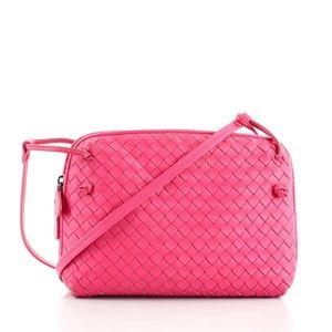 Bottega Veneta Pink Intrecciato Leather Nodini Crossbody Bag